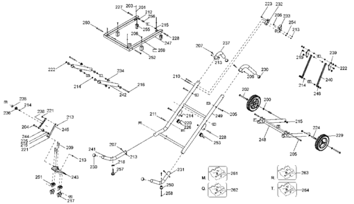 Frame Diagram and Parts List for PCB222TS Type 1 Porter Cable Table Saw